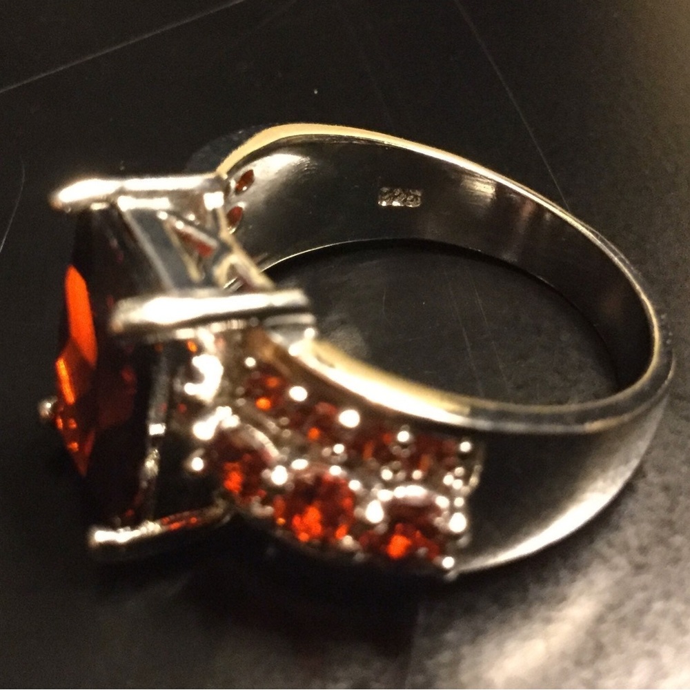 Sterling Silver 925 Red Zircon Ring Size 9